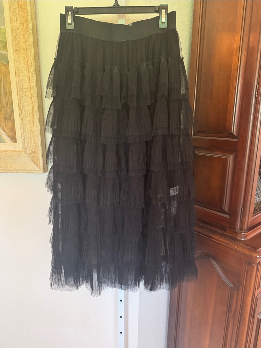 Maje Tulle Black Midi Skirt NWT Size 40 or Size Large Designer Luxury - Picture 6 of 10